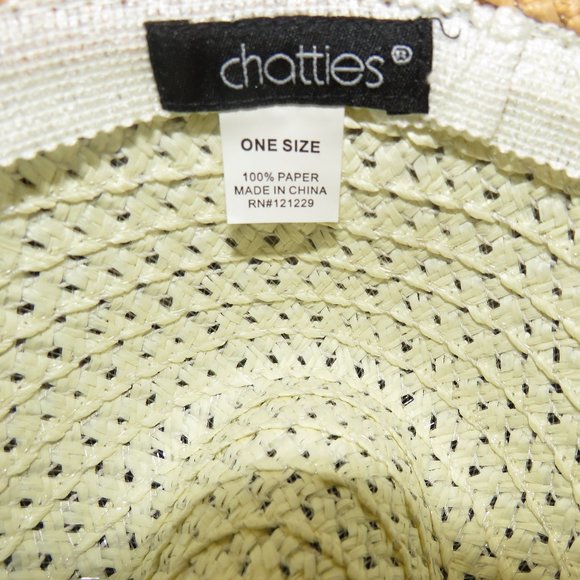Chatties Two-Tone Straw Fedora Hat w/ Gold Weave NWOT - Picture 2 of 4